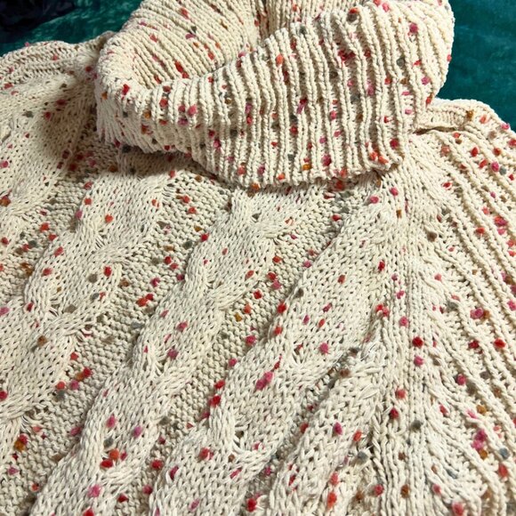 Les Serein Chunky Knit Cowl Neck Sweater – Speckled Cream – Size XL - Picture 3 of 5